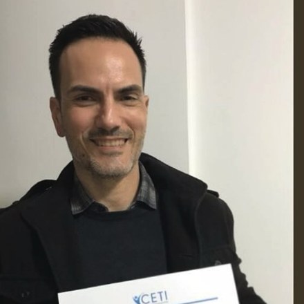 Gustavo S&auml;my holding his OncoVie Cancer Exercise Specialist certificate